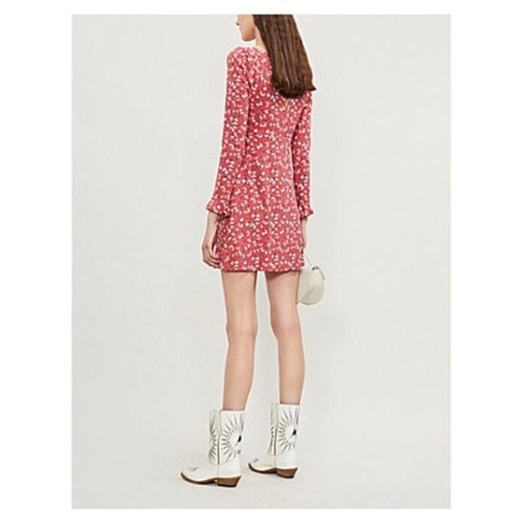 Free People Say Hello Boho Red Floral  Mini Dress - Picture 4 of 12